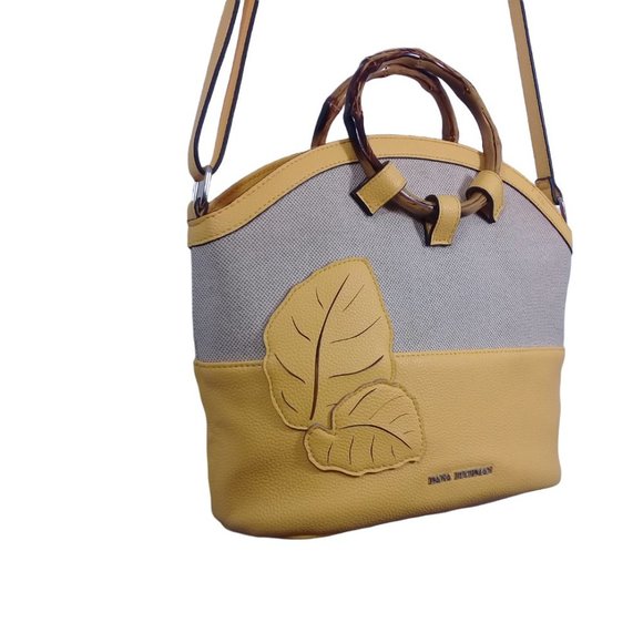 Dana Buchman Shoulder, Hand or Crossbody Bag in Yellow and Tan - Picture 8 of 14